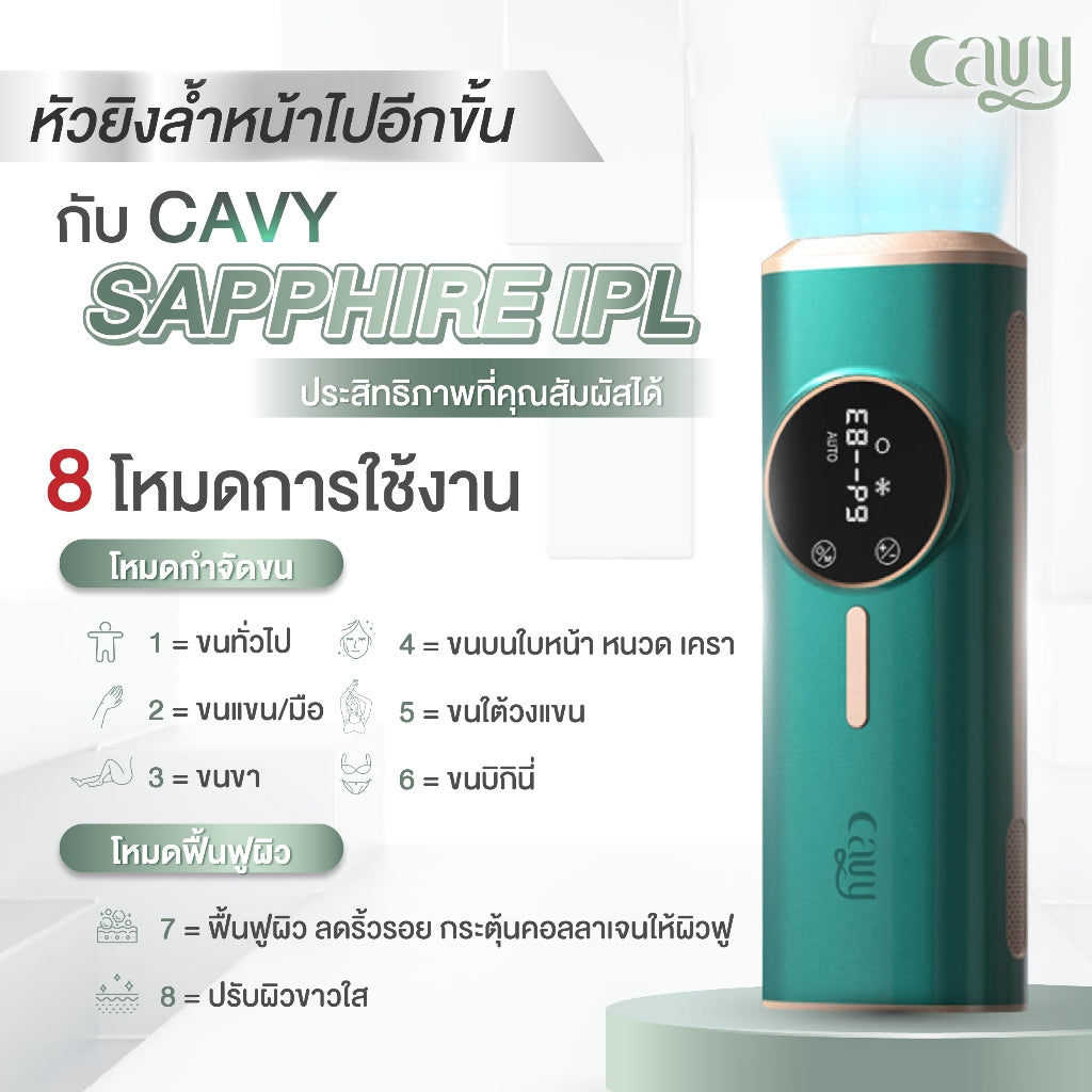 CAVY BIG SET (รวมตัวท็อป) CAVY SAPPHIRE IPL & SMART HIFU & NEW EYESHINER - รับประกัน 1 ปี